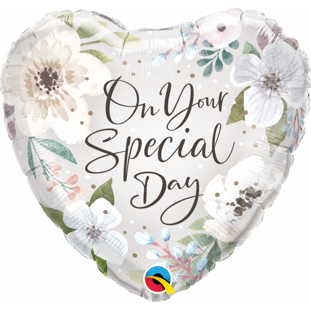 Folieballon - Special Day White Floral 18''