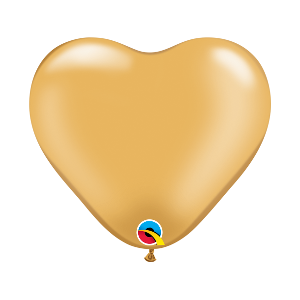 Ballon - Hjerte, Gold 6''