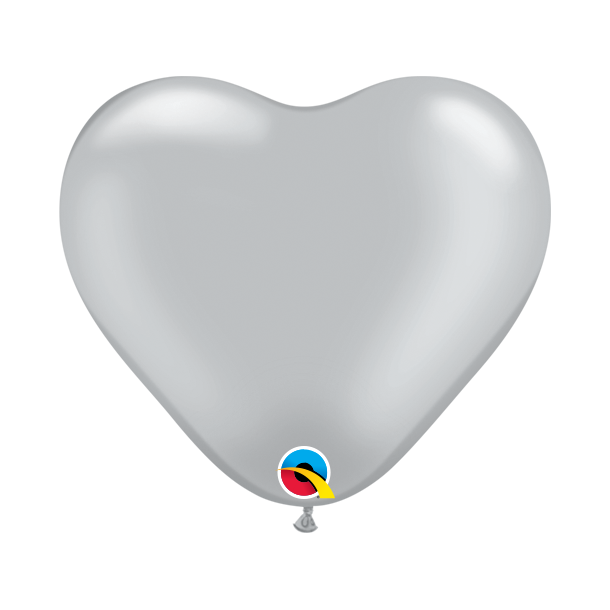 Ballon - Hjerte, Silver 6''