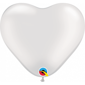 Ballon - Hjerte, Pearl White 6''