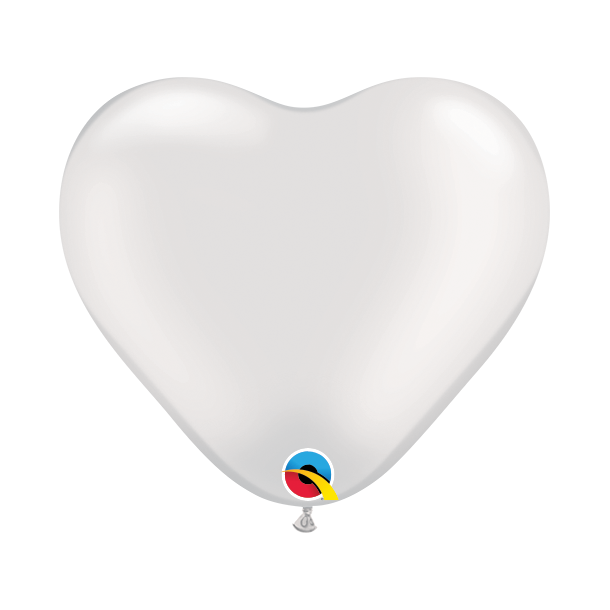 Ballon - Hjerte, Pearl White 6''