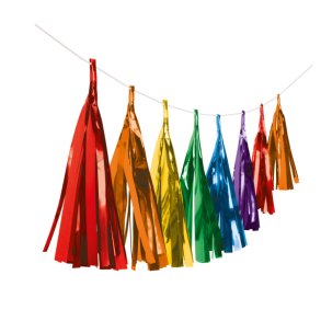 Banner med kvaster - Bright Rainbow Paper 304 cm