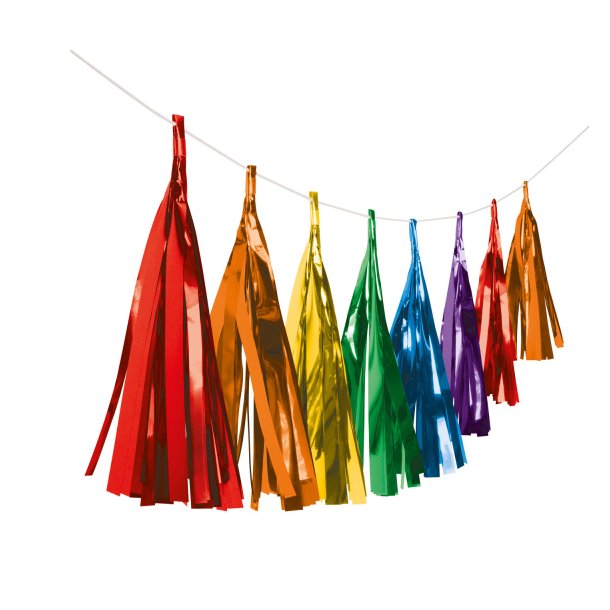 Banner med kvaster - Bright Rainbow Paper 304 cm