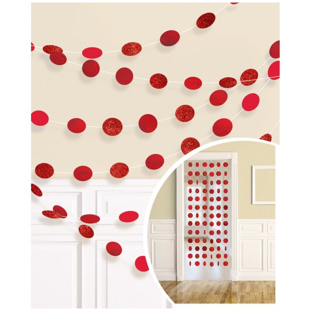 Cirkler p snor - Glitter Apple Red Foil 213 cm - 6 stk.