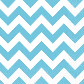 Servietter -  Caribbean Blue Chevron 33 x 33 cm - 20 stk