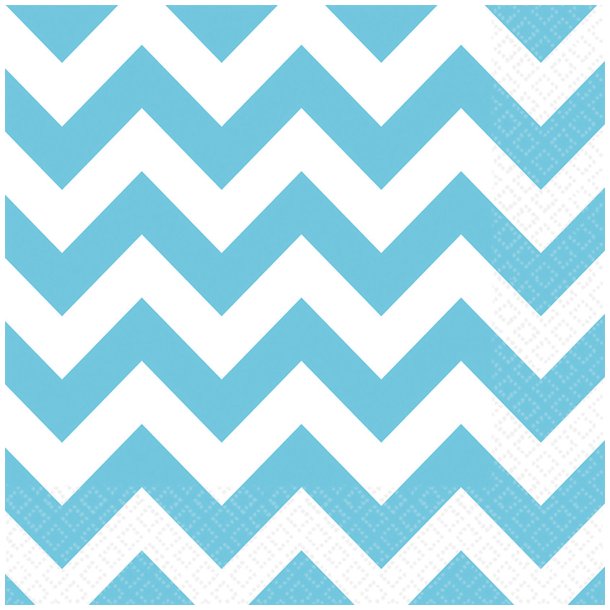 Servietter -  Caribbean Blue Chevron 33 x 33 cm - 20 stk