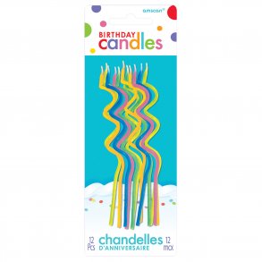 Kagelys tynde snoede 12 stk. - Ass. farver 12,7 cm