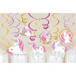 Swirl dekorationer - Enhjrning - 12 stk.