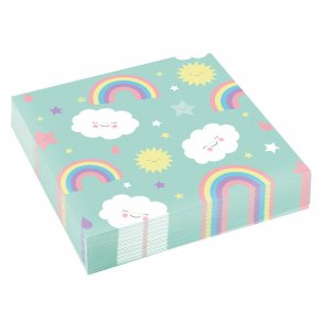 Servietter - Rainbow & Cloud 33x33 cm - 20 stk.