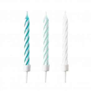 Kagelys 10 stk. - Aqua/Hvid 6,3 cm