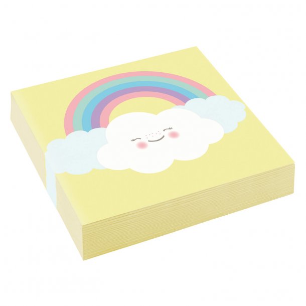 Servietter - Rainbow &amp; Cloud 25x25 cm - 20 stk.