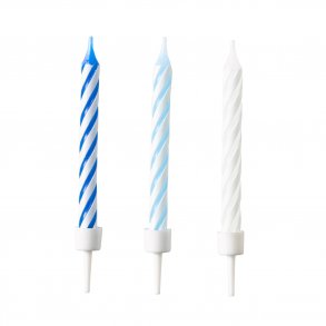 Kagelys 10 stk. - Bl/Hvid 6,3 cm