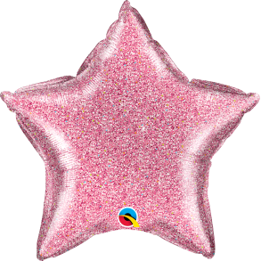 Folieballon - Stjerne Glittergraphic Pink 20''