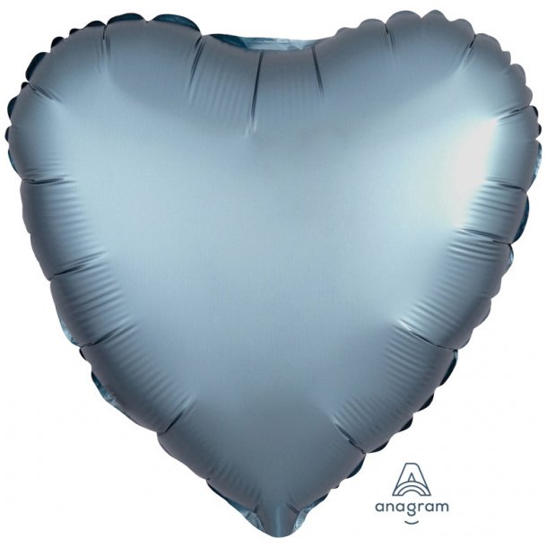 Folieballon - Satin Steel Blue - Hjerte 18''