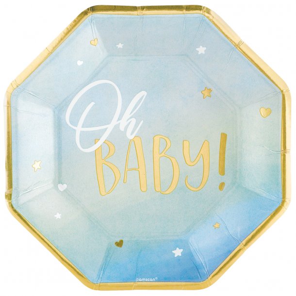 Paptallerkner - Oh Baby Boy - 25,4 cm - 8 stk.