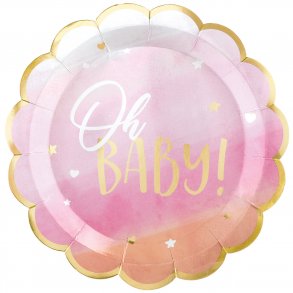 Paptallerken - Oh Baby Girl - 26,6 cm - 8 stk.