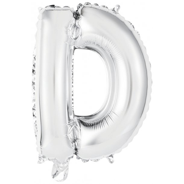 Bogstav ballon D - 34 cm - Silver - Folie