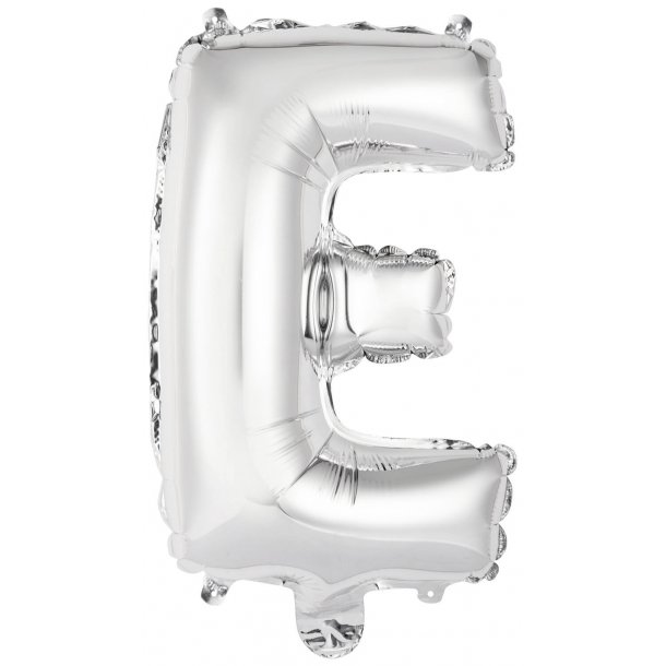 Bogstav ballon E - 34 cm - Silver - Folie