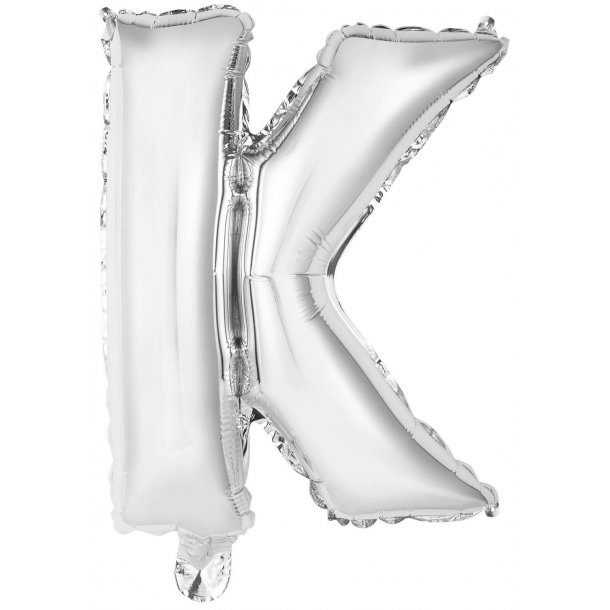 Bogstav ballon K - 34 cm - Silver - Folie