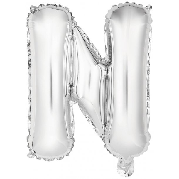 Bogstav ballon N - 34 cm - Silver - Folie