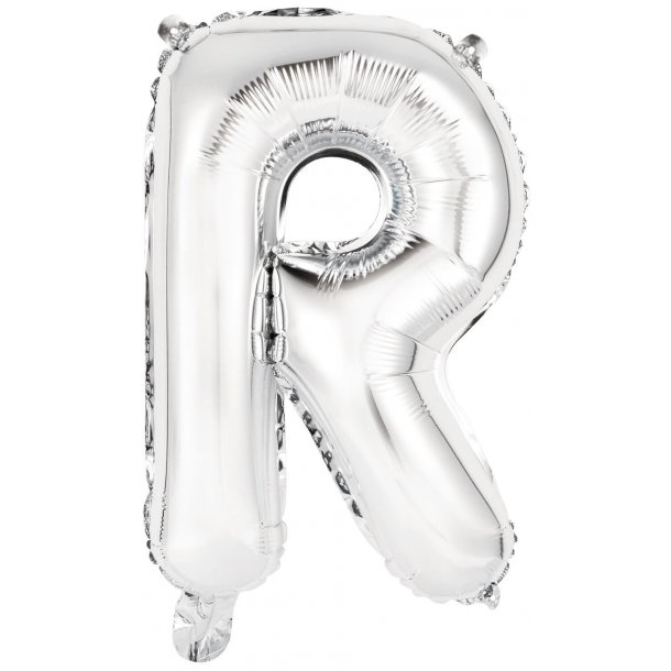 Bogstav ballon R - 34 cm - Silver - Folie