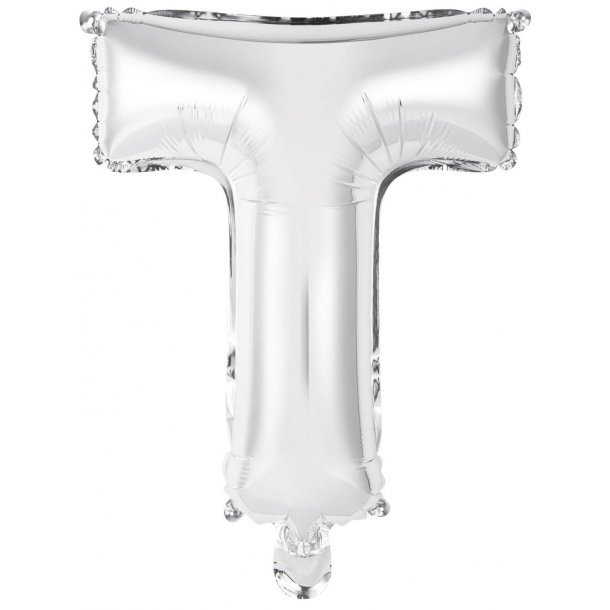 Bogstav ballon T - 34 cm - Silver - Folie