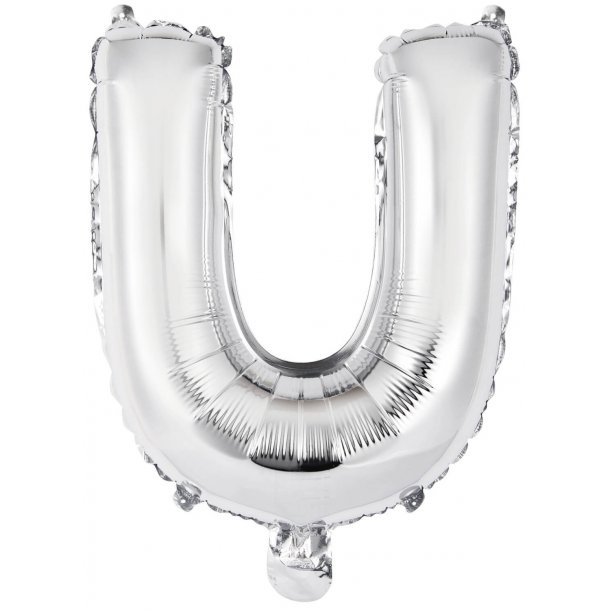Bogstav ballon U - 34 cm - Silver - Folie