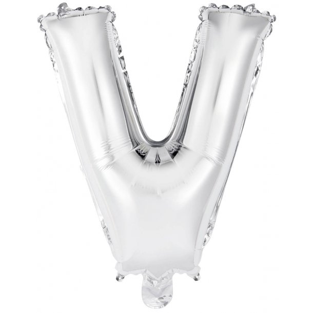 Bogstav ballon V - 34 cm - Silver - Folie