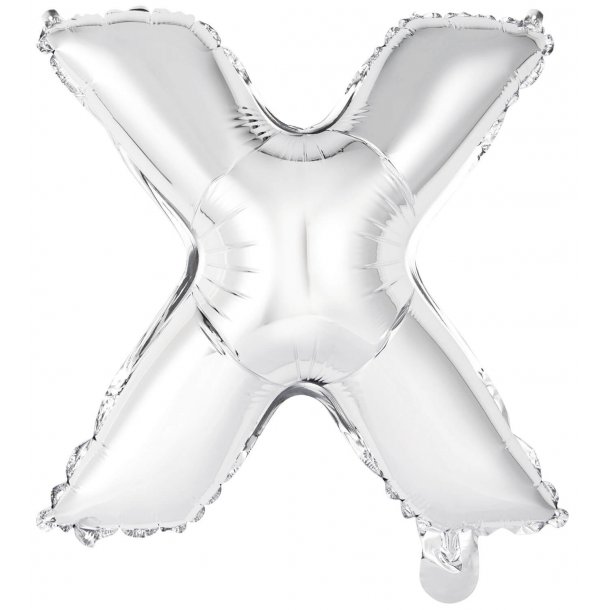 Bogstav ballon X - 34 cm - Silver - Folie