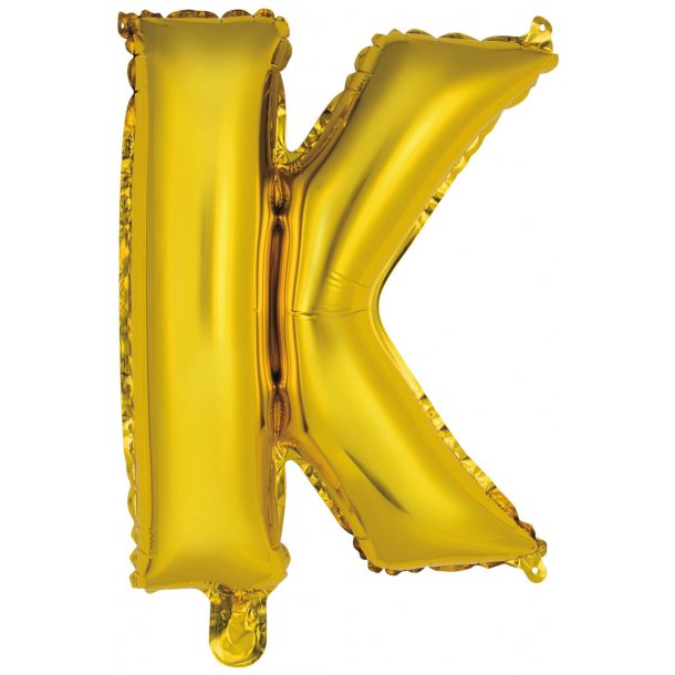 Bogstav ballon K - 34 cm - Gold - Folie