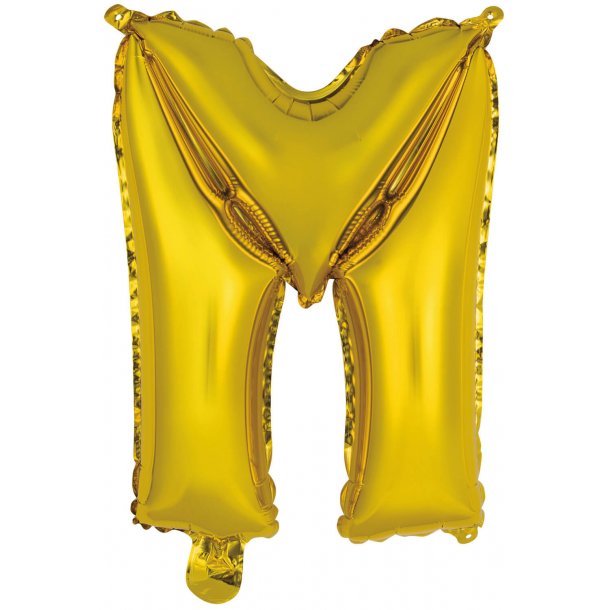 Bogstav ballon M - 34 cm - Gold - Folie