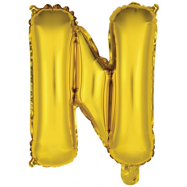 Bogstav ballon N - 34 cm - Gold - Folie