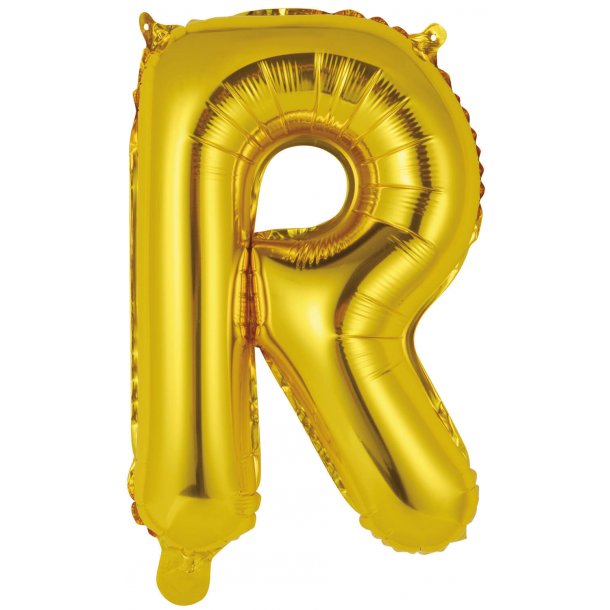 Bogstav ballon R - 34 cm - Gold - Folie