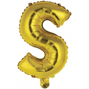 Bogstav ballon S - 34 cm - Gold - Folie