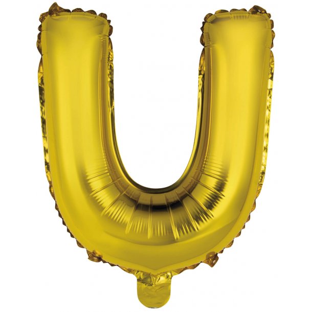 Bogstav ballon U - 34 cm - Gold - Folie