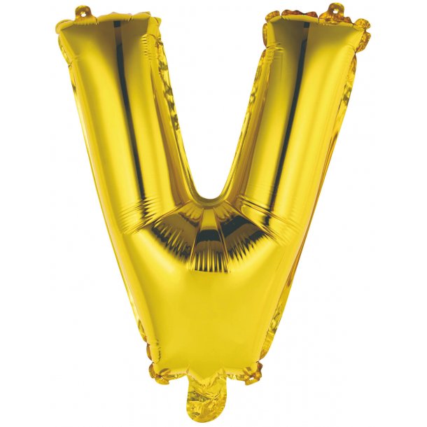 Bogstav ballon V - 34 cm - Gold - Folie