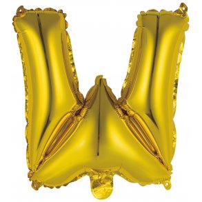 Bogstav ballon W - 34 cm - Gold - Folie