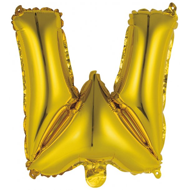 Bogstav ballon W - 34 cm - Gold - Folie