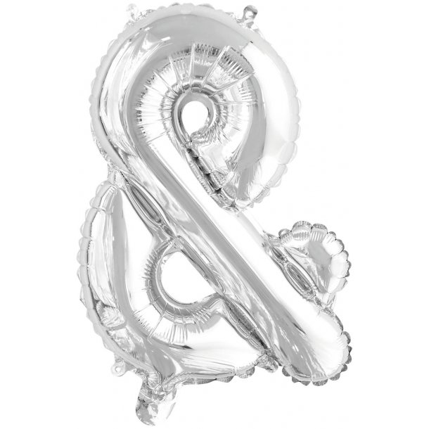 Bogstav ballon &amp; - 34 cm - Silver - Folie