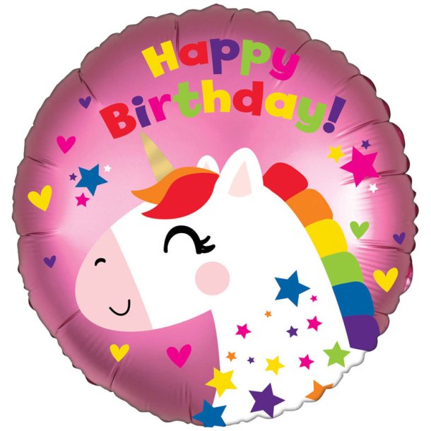 Folieballon - Satin Unicorn Birthday 18''