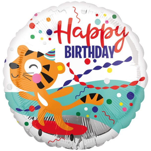 Folieballon -  Happy Tiger Birthday 18'' 