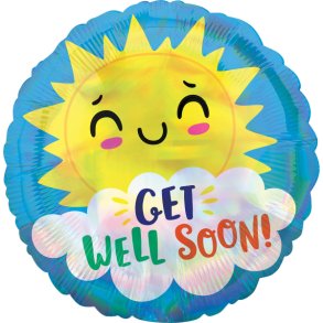 Folieballon -  Iridescent Get Well Happy Sun 18'' 