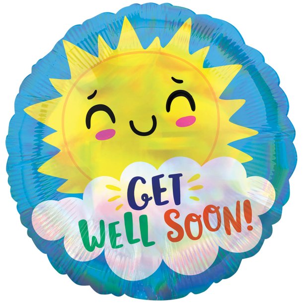 Folieballon -  Iridescent Get Well Happy Sun 18'' 