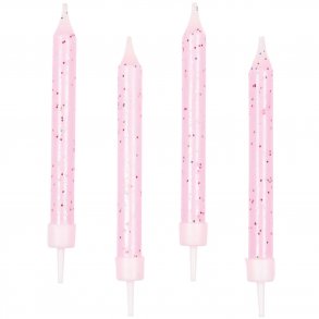 Kagelys 10 stk. - Pink med glitter 6,3 cm