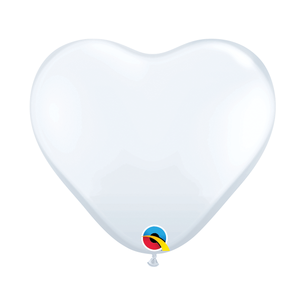 Ballon - Hjerte, White 6''