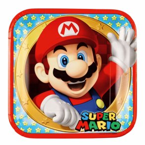 Paptallerkner - Super Mario - 8 stk. -  23 x 23 cm
