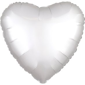 Folieballon - Hjerte - Silk Lustre White - 18''