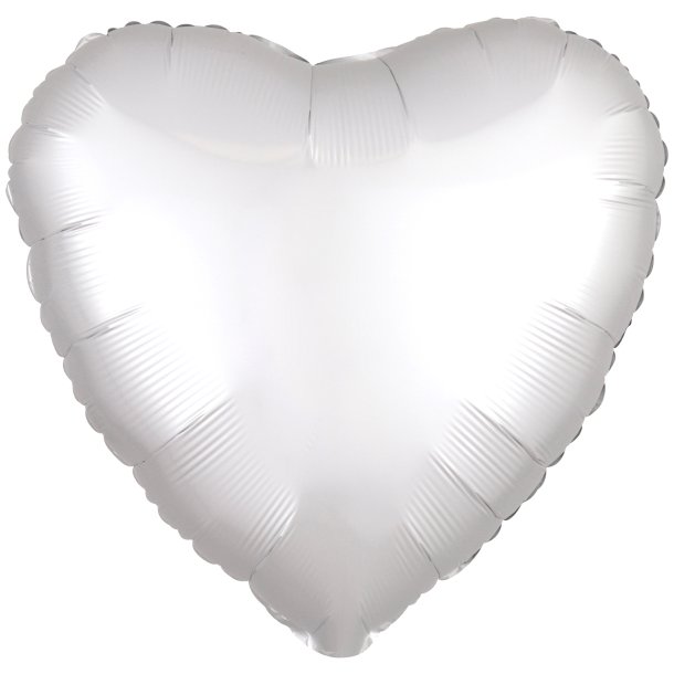 Folieballon - Hjerte - Silk Lustre White - 18''