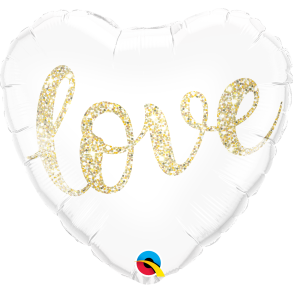 Folieballon - Hjerte - Love Glitter Gold - 18''