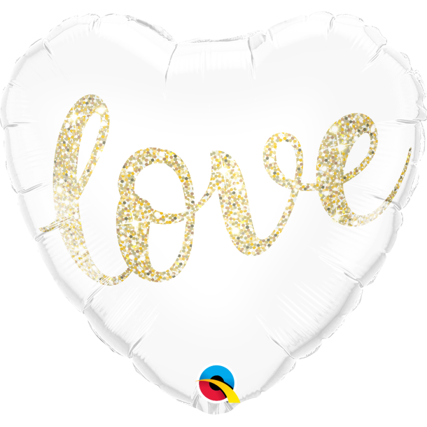 Folieballon - Hjerte - Love Glitter Gold - 18''